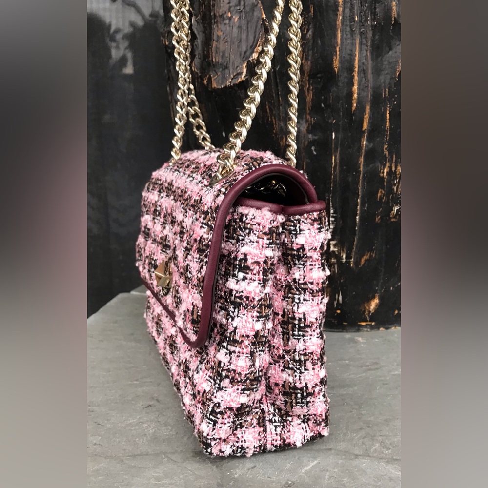 kate spade Pink and Burgundy Tweed & Leather Chain Crossbody Bag - Picture 3 of 6